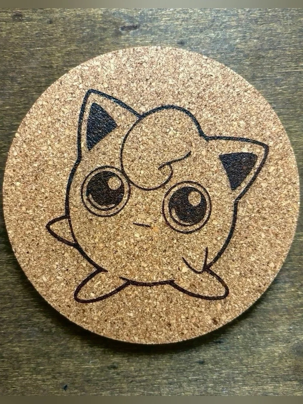 Pokemon Jigglypuff Laser Engraved Cork Coaster